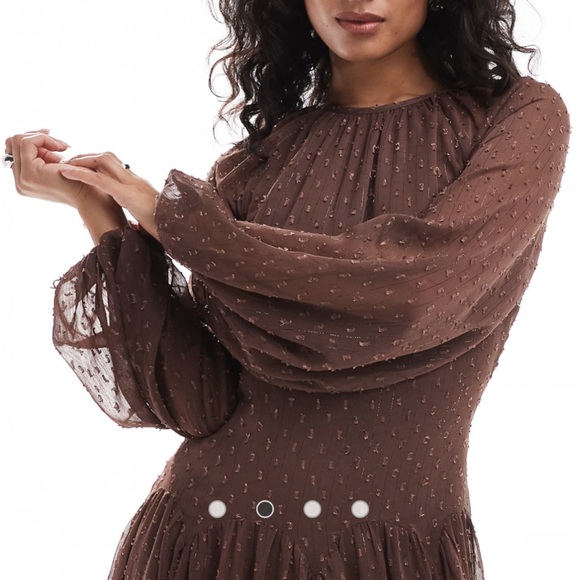 ASOS Brown Long Sleeve Dress - Picture 2 of 15